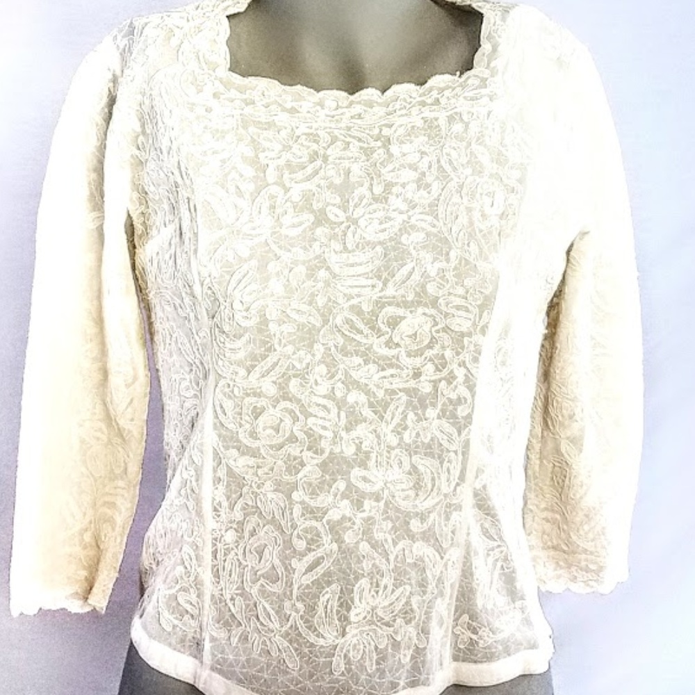 Vintage 1950s Debcraft Embroidered Sheer Blouse